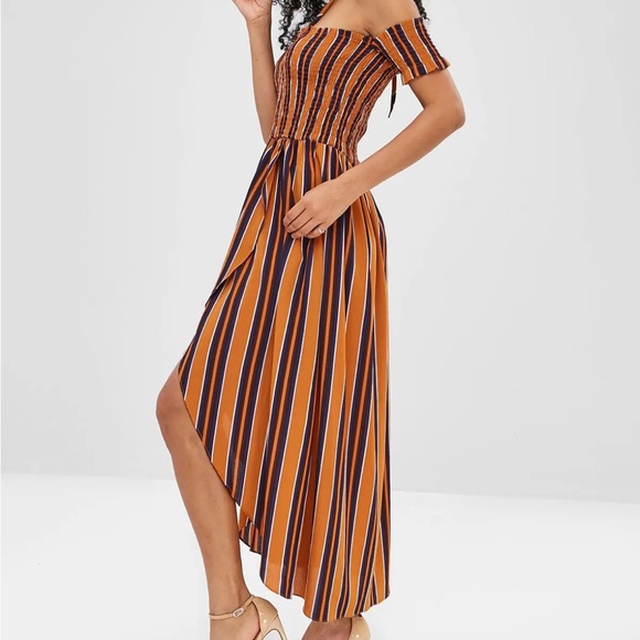 Striped Faux-Wrap Dress - Picture 3 of 4